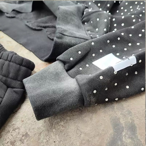 Survêtement de qualité supérieure avec logo personnalisé, strass épais, 100% polyester/coton, vêtements de rue d'hiver pour hommes et femmes - Product Image 1