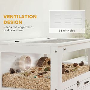 Cage à hamster de style rétro pour hamsters de taille moyenne, avec armoire de rangement, 30'' x 19,5'' x 36'', dotée d'un tiroir coulissant et de panneaux en acrylique, emballée en boîte - Product Image 4