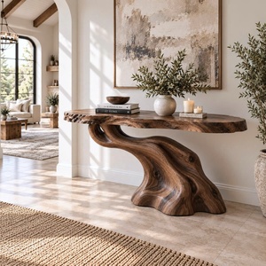 Table console rustique à bord naturel pour entrée, design rustique, table d'appoint artisanale, mobilier - Product Image 1