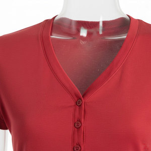 T-shirt en coton molletonné 100% pour femme, col rond, manches courtes, tricoté, écologique, protection UV, respirant, décontracté, printemps été - Product Image 6