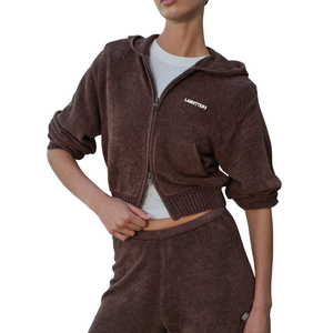 Conjunto de Sudadera Corta con Cremallera Completa y Pantalón de Pierna Ancha para Mujer, Ajuste Relajado, Atuendo Diario de Dos Piezas, Etiqueta Personalizada OEM ODM Ropa de Mujer - Product Image 3