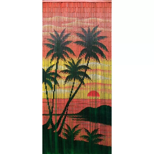 Eco-Friendly Palm Tree Bamboo Beaded Curtain Bohemian Design Blackout Light Control Handmade Vietnamese Craft Wall Hanging for - Product Image 1