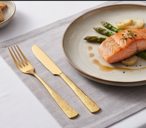 <b>Golden</b> Flatware <b>Set</b> With Elegant Engraved Handles High Mirror Polish Dishwasher Safe For Wedding Table Settings - Product Image 5