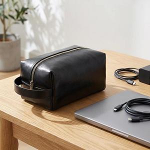 Custom Logo Genuine Leather Toiletry Bag Mens Dopp <b>Kit</b> Travel <b>Shaving</b> Wash Bag Grooming Organizer Bulk Price TYG-0217 - Product Image 4