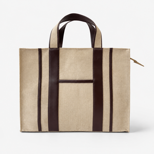 Bolso de mano PP Juco al por mayor, con paneles de contraste natural y cremallera, 44x33x13 cm, logotipo personalizado, fabricante OEM ODM, exportador de marca privada - Product Image 4
