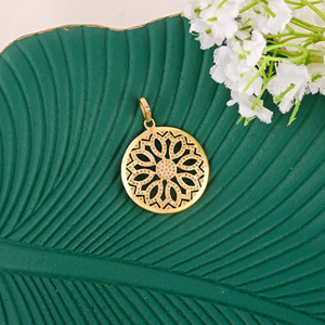 Pear Flower Pendant 925 Sterling Silver Black Rhodium Plated Pave Natural Single Cut Diamond Vintage - Product Image 1
