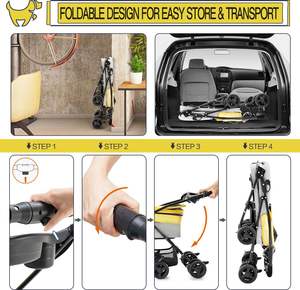 Poussette urbaine compacte TH-PPS-172 pour animaux de compagnie avec système de pliage facile Grande zone de maille et coussin confortable Commande personnalisée bienvenue - Product Image 3