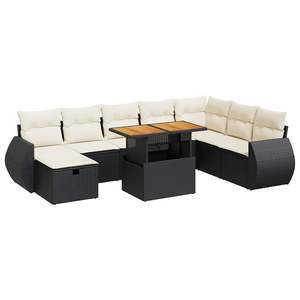 Conjunto de Sofás de Ratán para Exteriores Alcaheirs con Almacenamiento, Muebles de Jardín de Diseño Contemporáneo, Color Negro, Cojines de Espuma de Alta Densidad - Product Image 4