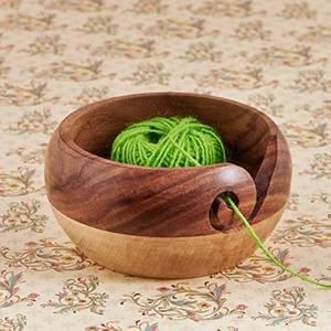 Handcrafted Wooden Yarn Bowl Sewing Accessory Knitting Crochet Holder Swirl Cutout Chunky Yarn Storage Organizer Colorful - Product Image 5