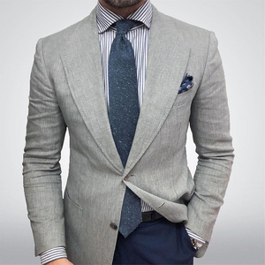 Men's Olive Green Single Breasted Notched Collar <b>Blazer</b> British Style Regular Fit Cotton Woven <b>Jacket</b> Breathable - Product Image 4