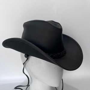 Sombrero de Vaquero Unisex de Cuero Negro con Bordado a Mano, Ala Ancha Ajustable, Casual para Exteriores, Primavera/Verano, para Adultos - Product Image 3