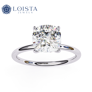 Anillo de compromiso de diamante cultivado en laboratorio con corte radiante, engaste catedral, anillo solitario de oro, anillo nupcial minimalista, joyería fina para mujer - Product Image 2