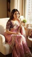 Sari de Luxe en Soie Space Silk, Modèle Majesté, Zari Royale, de Créateur, Prêt-à-porter, Éclat Élégant, Collection Premium
