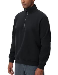 Sweat à capuche pour homme style urbain, col montant, demi-zip, design à deux tons, silhouette décontractée, streetwear inspiré de la jeunesse - Product Image 1