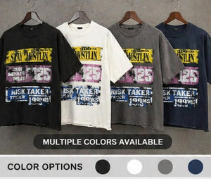 T-shirt Homme Oversize Boxy Personnalisé Imprimé DTG en Molleton Bouclette Court Effet Vieilli avec Motif Streetwear Décontracté Grammage Lourd - Product Image 4
