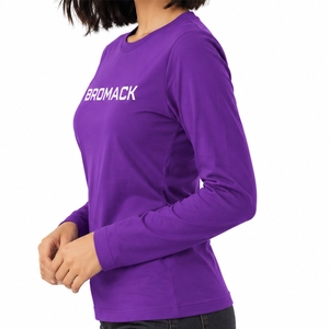 Women T <b>Shirt</b> <b>Purple</b> Long Sleeve Classic Crew Neck Solid Color Design Lifestyle Clothing Custom Design Custom Colors Custom Size - Product Image 3