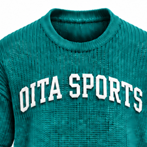 T-shirt en maille vert sarcelle pour homme, à manches courtes, col rond, texturé, décontracté, imprimé sur mesure, streetwear, mode estivale, vente en gros - Product Image 3