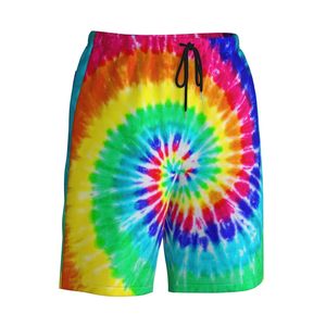 Shorts de Baño para Hombre, Estilo Tie Dye, Secado Rápido, con Cordón Ajustable, Diseño Espiral Multicolor, Cintura Media, Corte Corto - Product Image 6