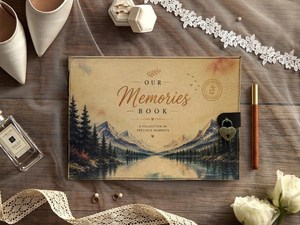 Handmade Leather <b>Memory</b> Travel Wedding Mountain <b>Book</b> Custom Couple Adventure Scrapbook Album Anniversary Gift Photo Keepsake - Product Image 3