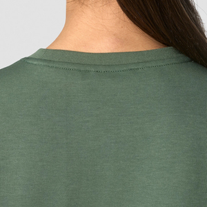 T-shirt court vert pour femme, manches courtes, col rond, couleur unie, coupe décontractée, 100 % coton tricoté, respirant, pour le printemps et l'été - Product Image 6