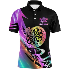 เสื้อกีฬาโพลีเอสเตอร์แห้งเร็วพิมพ์ลาย 3 มิติ แบบซับลิเมชั่น สกรีนโลโก้ตามสั่ง ขายส่ง OEM สำหรับเสื้อเชิ้ตยูนิเซ็กซ์ลายดาร์ท - Product Image 1