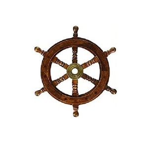 Wooden <b>Ship</b> <b>Wheel</b> Coastal Theme Decor Designed for Nautical Wall Presentation and Stylish Residential Interiors - Product Image 3