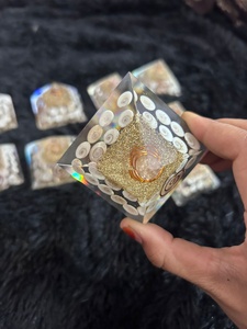 <b>Orgonite</b> Pyramid gomti chakra With Gold Spiral And White Inlays For Energy Healing Art Collectible Crystal Stone Craft - Product Image 4