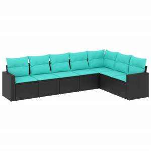 Conjunto de Sofá de Jardín de Ratán Sintético Negro y Azul con Acero con Recubrimiento en Polvo, Muebles de Exterior Elegantes - Product Image 2