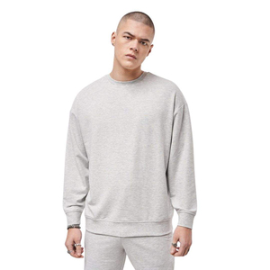 Sweat-shirt gris clair pour homme, pull à manches longues, style streetwear décontracté, en coton molletonné, col rond, logo personnalisé - Product Image 1