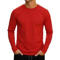 T-shirt à manches longues en coton 100% tricoté uni, imprimé avec logo personnalisé pour homme, respirant, vêtements décontractés, fournisseur OEM