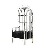 Fauteuil de détente de luxe italien en acier inoxydable, fauteuil lounge design moderne pour villa et manoir, fauteuil d'appoint de caractère