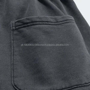 Pantalones cortos de algodón de rizo francés lavados con ácido Vintage para hombre, ropa informal holgada de verano con estampado de patrón sólido personalizado medio - Product Image 6