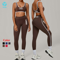 Dames fitness active wear zachte sportkleding workout kleding 4-weg stretch contrastkleuren 3-delige yoga leggings sets