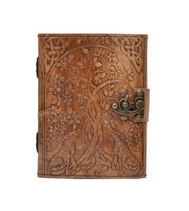 Wolf Under Tree Handmade Book of Shadows Grimoire College Leather Notebook Office Diary Embossed <b>Blank</b> <b>Journal</b> Poetry Sketch - Product Image 4