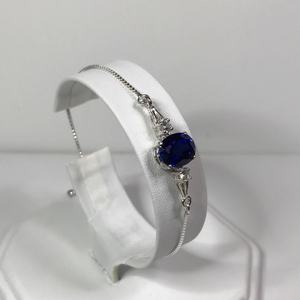 Oval Cut Sapphire Sterling <b>Silver</b> Vintage Bolo Style <b>Adjustable</b> <b>Bracelet</b> September Birthstone Jewelry Gift for Women Elegant - Product Image 6