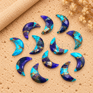 Turquesa Mohave Azul Facetada en Forma de Luna Creciente de 17 mm, Gema Suelta para la Fabricación de Joyas al por Mayor, Diseño de Colgantes y Suministros para Manualidades - Product Image 1