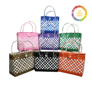 Bolso de mano pequeño de plástico tejido para la playa, ideal para regalo de fiesta - Product Image 6