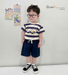 Nouvelle collection d'été, shorts rayés respirants pour garçons, vêtements décontractés pour bébés, ensemble deux pièces pour la maison, vêtements pour tout-petits - Product Image 6