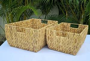 Set of 2 Eco-Friendly Water Hyacinth Trays Multi-purpose <b>Storage</b> for Home Restaurants and Resorts - Product Image 5