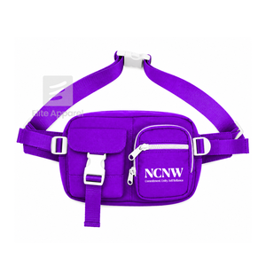 Bolso de cintura personalizado NCNW Sorority, morado y blanco, estilo casual, con logo bordado y bolsillo con cremallera para ropa griega femenina - Product Image 1