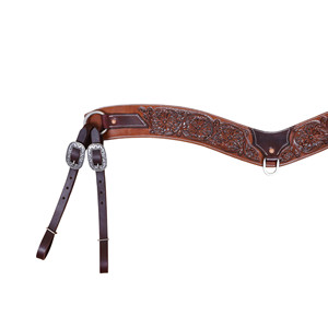 Collar de Pecho de Cuero Trabajado a Mano con Diseño de Flores Silvestres - Product Image 2