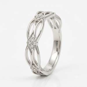 Anillo de Boda Entrecruzado con Banda Pavé de Diamantes en Forma de Infinito, Oro Sólido de 14K, Diamante de Laboratorio, Regalo de Aniversario - Product Image 2