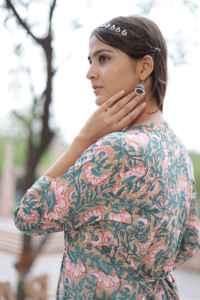 Vestido corto indio hecho a mano de algodón con estampado Floral, ropa de fiesta elegante para mujer, logotipo frontal, novia personalizada, ecológico, Natural - Product Image 2