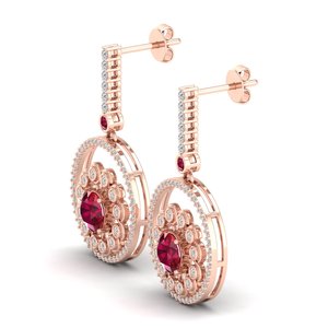 Boucles d'oreilles pendantes REYES en or 14 carats avec diamant rond certifié IGI de 1,6 carat et rubis, pour femme, bijoux fins pour soirée - Product Image 3