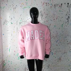 MADER PINK <b>Mock</b> <b>Neck</b> Sweatshirt 100% WHITE Applique Embroidery wide <b>neck</b> Sweatshirt Finer Threads - Product Image 3
