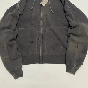 Sudadera con Capucha Unisex de Invierno, Personalizada al por Mayor, de Alta Calidad, Gruesa, de Color Sólido, Estilo Retro, Lavada y Desgastada - Product Image 2