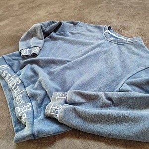 เสื้อสเวตเชิ้ตคอกลมโอเวอร์ไซส์สำหรับผู้ชาย LoyaltyHaiti สีน้ำเงิน ผ้าฝ้ายเฟรนช์เทอร์รี่ สวมใส่สบายๆ สำหรับฤดูใบไม้ร่วง - Product Image 2