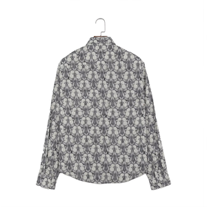 Chemise Rétro Décontractée pour Homme, Coupe Classique, Motif Floral, Manches Longues, Boutonnage Simple, Motif Note de Musique, Personnalisable - Product Image 2