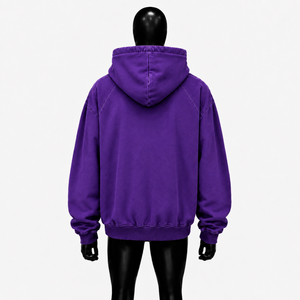 Purple Washed <b>Oversized</b> Zip Up Hoodie <b>Vintage</b> Streetwear Loose Fit Full Zipper Hooded <b>Sweatshirt</b> With Double Patch Pockets Wear - Product Image 2
