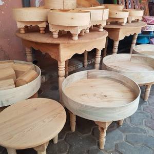 Modern Solid Wood Round Ottoman Stool with Self-adhesive Upholstery for Living Room Nordic Style Multifunctional <b>Footrest</b> Bench - Product Image 2